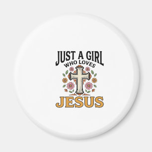 Nur ein Mädchen, das Jesus liebt, florales Kreuz-S Magnet