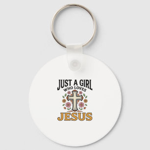 Nur ein Mädchen, das Jesus liebt, florales Kreuz-S Schlüsselanhänger