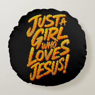 Nur Ein Mädchen Das Jesus Liebt Geometrisch Christ Rundes Kissen