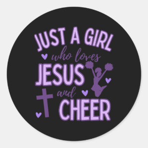 Nur ein Mädchen, das Jesus und Cheer Cheerleading Runder Aufkleber