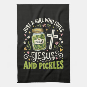 Nur ein Mädchen, das Jesus und Dillgurken liebt Geschirrtuch