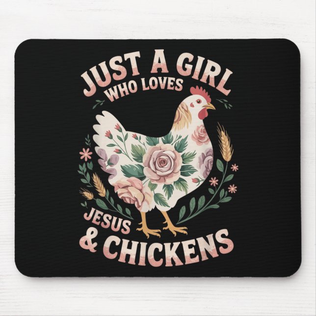Nur ein Mädchen, das Jesus und Hühner liebt Flüste Mousepad (Vorne)