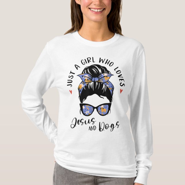Nur ein Mädchen, das Jesus und Hunde Liebe, gibt G T-Shirt (Vorderseite)