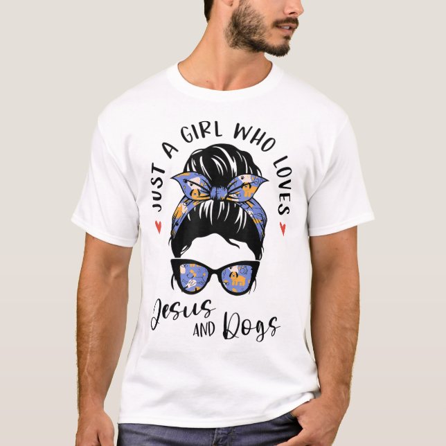 Nur ein Mädchen, das Jesus und Hunde Liebe, gibt G T-Shirt (Vorderseite)