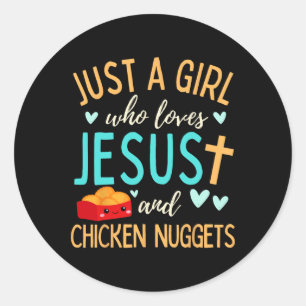 Nur ein Mädchen, das Jesus und Nuggets liebt, Chri Runder Aufkleber