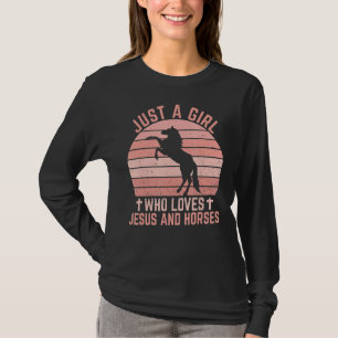Nur ein Mädchen, das Jesus und Pferde Christlich L T-Shirt