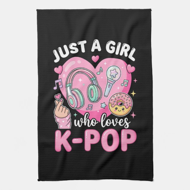 Nur ein Mädchen das K-Pop liebt Geschirrtuch (Vertikal)