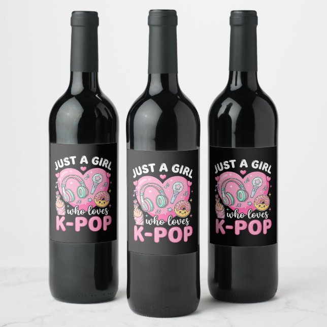 Nur ein Mädchen, das K-Pop liebt Weinetikett (Flaschen)