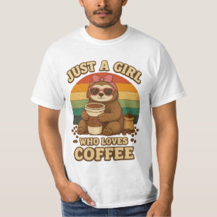 Nur ein Mädchen, das Kaffee liebt, lustiger Retro- T-Shirt
