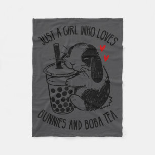 Nur ein Mädchen, das Kaninchen und Boba-Tee Hollan Fleecedecke