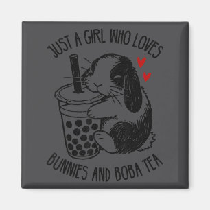 Nur ein Mädchen, das Kaninchen und Boba-Tee Hollan Magnet