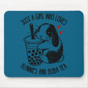 Nur ein Mädchen, das Kaninchen und Boba-Tee Hollan Mousepad