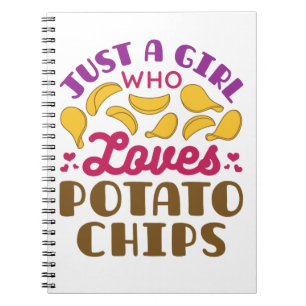 Nur ein Mädchen, das Kartoffelchips Lieben Snack  Notizblock