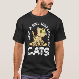 Nur ein Mädchen, das Katzen Frauen Kinder Orange K T-Shirt