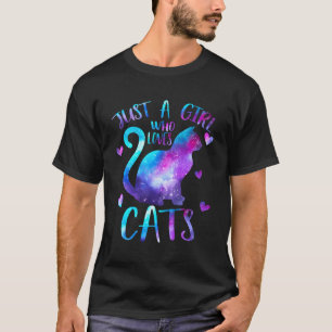 Nur ein Mädchen, das Katzen Liebe besitzt Galaxie T-Shirt