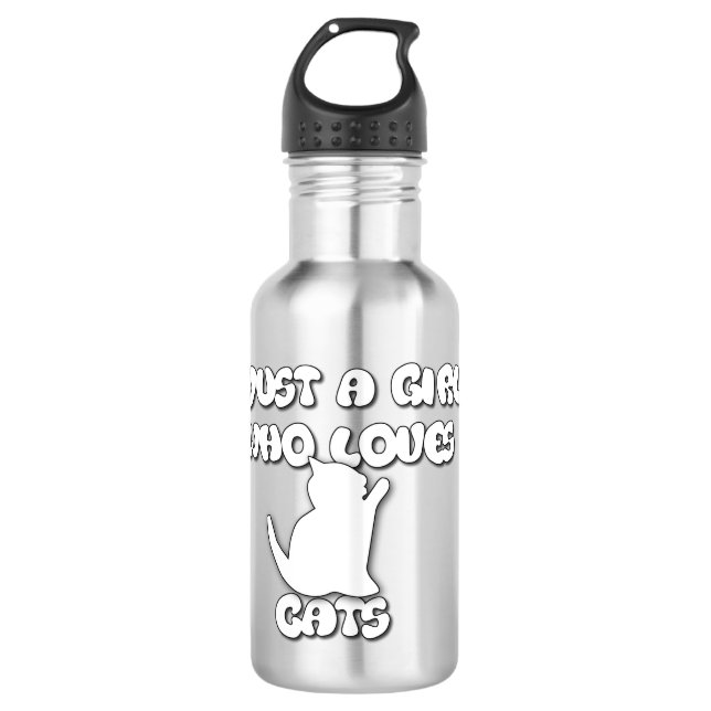 Nur ein Mädchen, das Katzen Liebe Edelstahlflasche (Vorderseite)