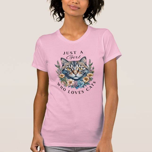 Nur ein Mädchen, das Katzen Liebe T-Shirt (Vorderseite)
