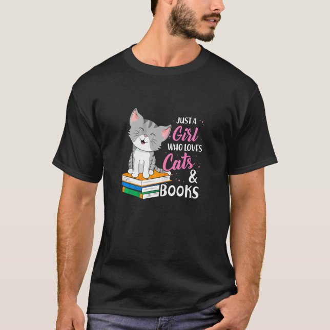 Nur ein Mädchen, das Katzen Liebe und ein Tierbuch T-Shirt (Vorderseite)