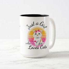 Nur ein Mädchen, das Katzen Liebe Zweifarbige Tasse