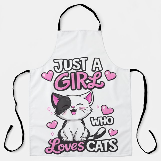 Nur ein Mädchen das Katzen liebt Cute Withe Schürze (Vorderseite)