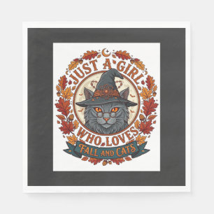 Nur ein Mädchen, das Katzen liebt, Halloween Hexe  Serviette