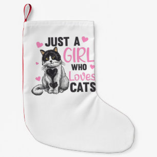Nur ein Mädchen, das Katzen liebt Süße Tiere Katze Kleiner Weihnachtsstrumpf