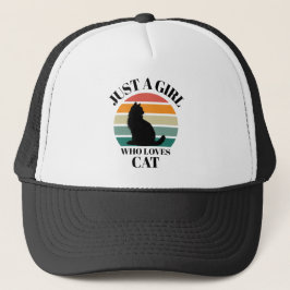 Nur ein Mädchen, das Katzen Retro-Sonnenuntergang Truckerkappe