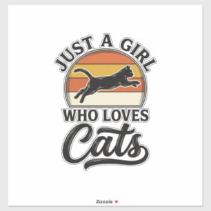 Nur ein Mädchen, das Katzen Retro Vintage Katzen-D Aufkleber
