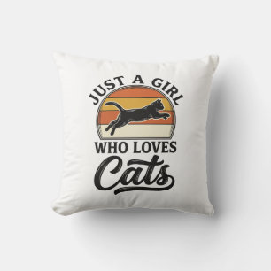 Nur ein Mädchen, das Katzen Retro Vintage Katzen-D Kissen