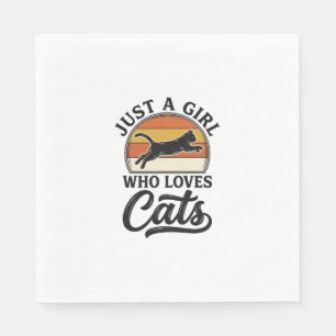Nur ein Mädchen, das Katzen Retro Vintage Katzen-D Serviette
