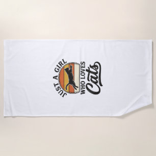Nur ein Mädchen, das Katzen Retro Vintage Katzen D Strandtuch