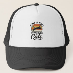 Nur ein Mädchen, das Katzen Retro Vintage Katzen-D Truckerkappe