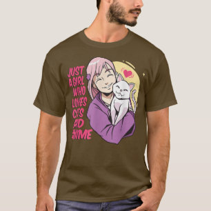 Nur ein Mädchen, das Katzen und Anime japan otaku T-Shirt