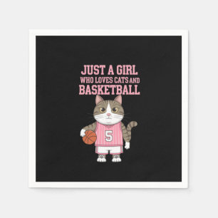Nur ein Mädchen, das Katzen und Basketball Liebe Serviette
