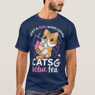 Nur ein Mädchen, das Katzen und Boba Tea Neko Bubb T-Shirt