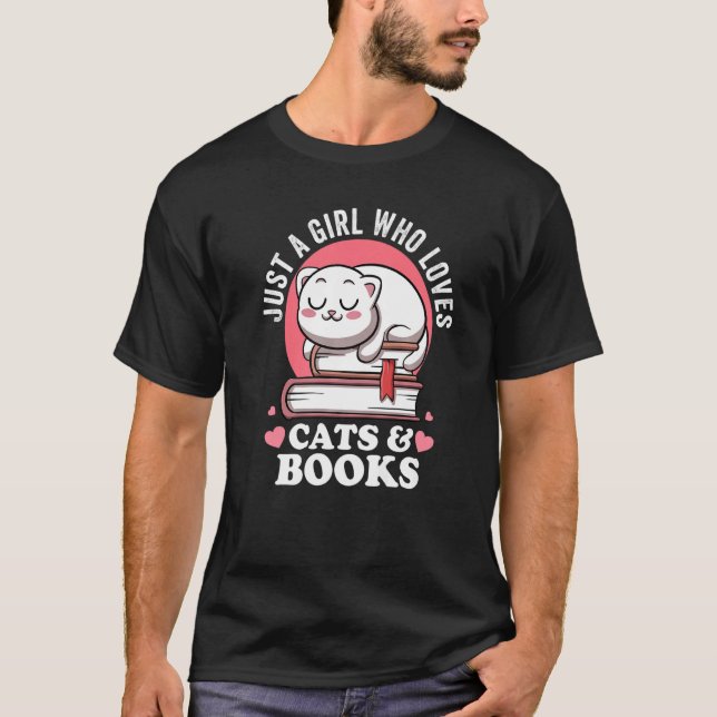 Nur ein Mädchen, das Katzen und Bücher Liebe Aviär T-Shirt (Vorderseite)