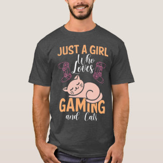 Nur ein Mädchen, das Katzen und Gaming Gaming Katz T-Shirt