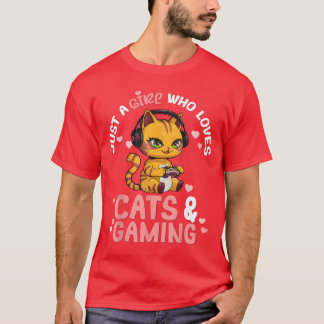 Nur ein Mädchen, das Katzen und Gamingee süße Game T-Shirt