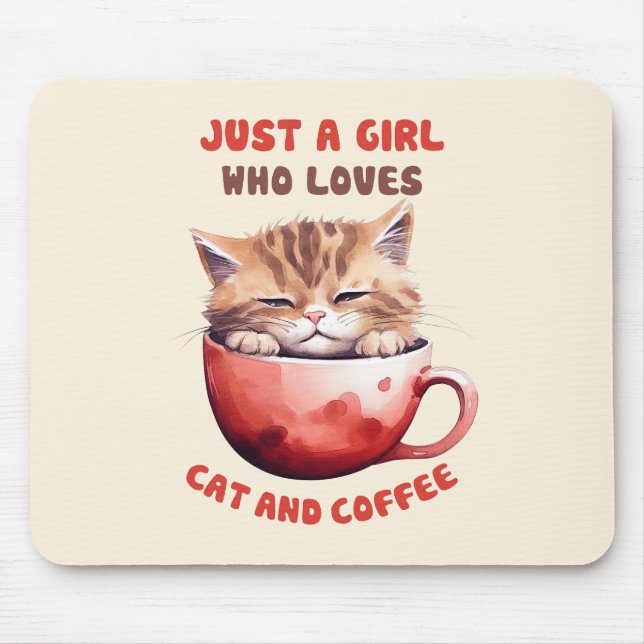 Nur ein Mädchen, das Katzen und Kaffee Liebe (2) Mousepad (Vorne)