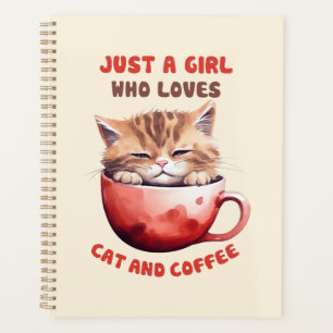Nur ein Mädchen, das Katzen und Kaffee Liebe (2) Planer