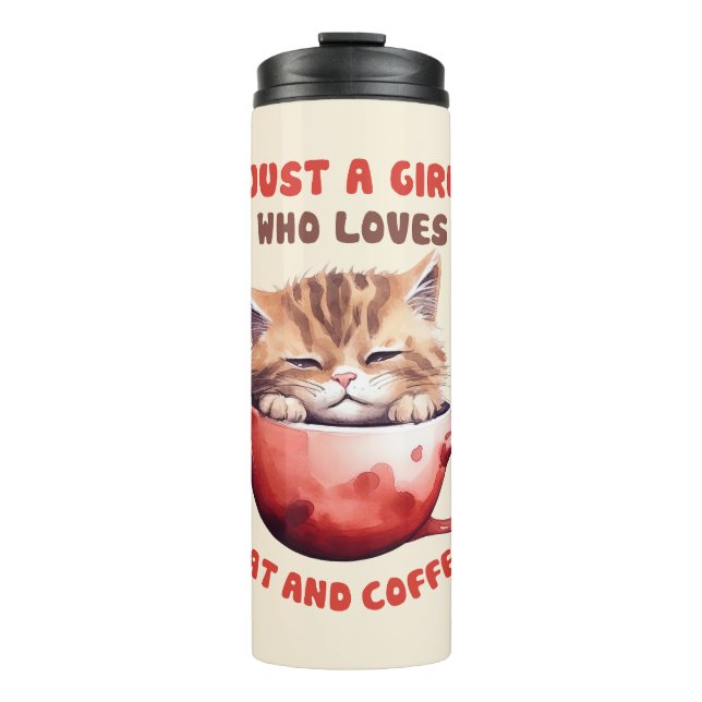 Nur ein Mädchen, das Katzen und Kaffee Liebe (2) Thermosbecher (Vorderseite)