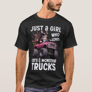Nur ein Mädchen, das Katzen und Monster-Trucks-Par T-Shirt
