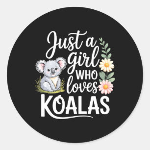 Nur ein Mädchen, das Koalas jagt Outdoor Klettern Runder Aufkleber