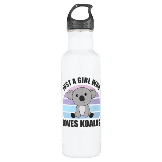 Nur ein Mädchen, das Koalas Liebe - Niedlich Koala Edelstahlflasche (Vorderseite)