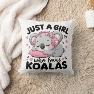 Nur ein Mädchen, das Koalas liebt, Schlaf-Rosa-Kop Kissen