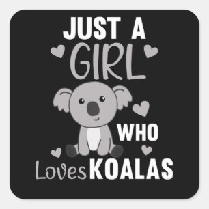 Nur ein Mädchen, das Koalas Niedlichen Koala-Bär L Quadratischer Aufkleber