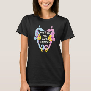 Nur ein Mädchen, das Kostüme von Seepferdchen, Fis T-Shirt