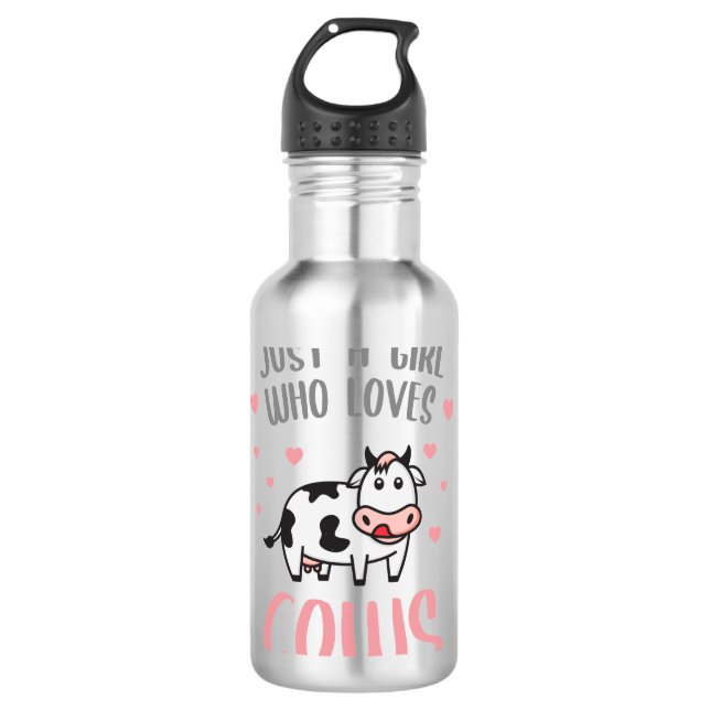 Nur ein Mädchen, das Kühe  Edelstahlflasche (Vorderseite)