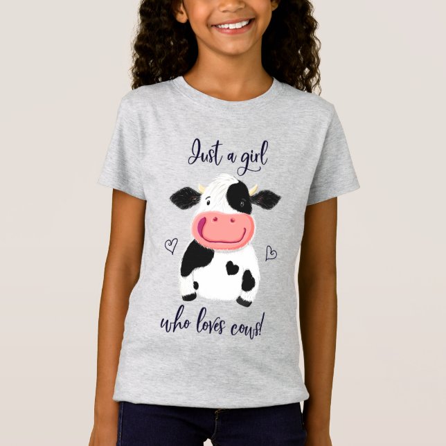 Nur ein Mädchen, das Kühe ! Herz und Holstein T-Shirt (Vorderseite)