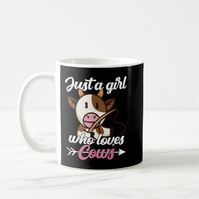 Nur ein Mädchen, das Kühe Liebe Bauer Fischen Kuh  Kaffeetasse (Links)